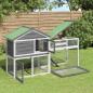 Preview: ARDEBO.de - Kaninchenstall Grau 185,5x60,5x109,5 cm Massivholz Kiefer
