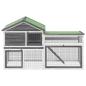 Preview: Kaninchenstall Grau 185,5x60,5x109,5 cm Massivholz Kiefer