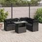 Preview: ARDEBO.de - 7-tlg. Garten-Sofagarnitur mit Kissen Schwarz Poly Rattan