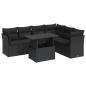 Preview: 7-tlg. Garten-Sofagarnitur mit Kissen Schwarz Poly Rattan