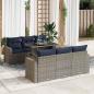 Preview: ARDEBO.de - 7-tlg. Garten-Sofagarnitur mit Kissen Grau Poly Rattan Akazie