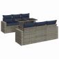 Preview: 7-tlg. Garten-Sofagarnitur mit Kissen Grau Poly Rattan Akazie
