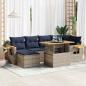 Preview: ARDEBO.de - 7-tlg. Garten-Sofagarnitur mit Kissen Schwarz Poly Rattan