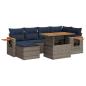 Preview: 7-tlg. Garten-Sofagarnitur mit Kissen Schwarz Poly Rattan