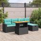 Preview: ARDEBO.de - 6-tlg. Garten-Sofagarnitur mit Kissen Schwarz Poly Rattan