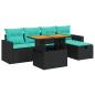 Preview: 6-tlg. Garten-Sofagarnitur mit Kissen Schwarz Poly Rattan