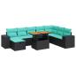 Preview: 9-tlg. Garten-Sofagarnitur mit Kissen Schwarz Poly Rattan