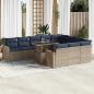 Preview: ARDEBO.de - 11-tlg. Garten-Sofagarnitur mit Kissen Grau Poly Rattan