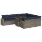 Preview: 11-tlg. Garten-Sofagarnitur mit Kissen Grau Poly Rattan