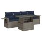 Preview: 5tlg. Garten-Sofagarnitur mit Kissen Grau Poly Rattan