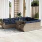 Preview: ARDEBO.de - 11-tlg. Garten-Sofagarnitur mit Kissen Grau Poly Rattan Akazie