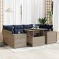 Preview: ARDEBO.de - 7-tlg. Garten-Sofagarnitur mit Kissen Grau Poly Rattan Akazie