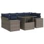 Preview: 7-tlg. Garten-Sofagarnitur mit Kissen Grau Poly Rattan Akazie