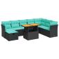 Preview: 9-tlg. Garten-Sofagarnitur mit Kissen Grau Poly Rattan Akazie