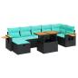 Preview: 8-tlg. Garten-Sofagarnitur mit Kissen Grau Poly Rattan Akazie