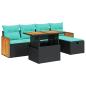 Preview: 6-tlg. Garten-Sofagarnitur mit Kissen Schwarz Poly Rattan