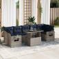 Preview: ARDEBO.de - 8-tlg. Garten-Sofagarnitur mit Kissen Grau Poly Rattan
