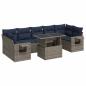 Preview: 8-tlg. Garten-Sofagarnitur mit Kissen Grau Poly Rattan