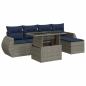 Preview: 6-tlg. Garten-Sofagarnitur mit Kissen Grau Poly Rattan Akazie