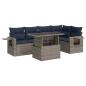 Preview: 6-tlg. Garten-Sofagarnitur mit Kissen Grau Poly Rattan Akazie