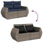 Preview: 6-tlg. Garten-Sofagarnitur mit Kissen Grau Poly Rattan Akazie
