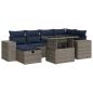 Preview: 7-tlg. Garten-Sofagarnitur mit Kissen Braun Poly Rattan Akazie