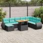 Preview: ARDEBO.de - 9-tlg. Garten-Sofagarnitur mit Kissen Braun Poly Rattan Akazie
