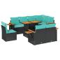 Preview: 9-tlg. Garten-Sofagarnitur mit Kissen Schwarz Poly Rattan