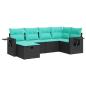 Preview: 6-tlg. Garten-Sofagarnitur mit Kissen Schwarz Poly Rattan