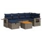Preview: 7-tlg. Garten-Sofagarnitur mit Kissen Grau Poly Rattan