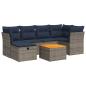 Preview: 7-tlg. Garten-Sofagarnitur mit Kissen Grau Poly Rattan