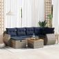 Preview: ARDEBO.de - 7-tlg. Garten-Sofagarnitur mit Kissen Grau Poly Rattan