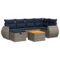 Preview: 7-tlg. Garten-Sofagarnitur mit Kissen Grau Poly Rattan