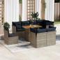 Preview: ARDEBO.de - 9-tlg. Garten-Sofagarnitur mit Kissen Grau Poly Rattan