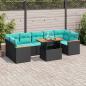 Preview: ARDEBO.de - 8-tlg. Garten-Sofagarnitur mit Kissen Schwarz Poly Rattan
