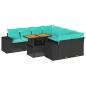 Preview: 9-tlg. Garten-Sofagarnitur mit Kissen Schwarz Poly Rattan