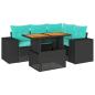 Preview: 5-tlg. Garten-Sofagarnitur mit Kissen Schwarz Poly Rattan