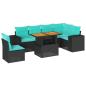 Preview: 7-tlg. Garten-Sofagarnitur mit Kissen Schwarz Poly Rattan