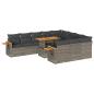 Preview: 11-tlg. Garten-Sofagarnitur mit Kissen Grau Poly Rattan Akazie