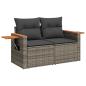 Preview: 11-tlg. Garten-Sofagarnitur mit Kissen Grau Poly Rattan Akazie