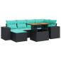 Preview: 7-tlg. Garten-Sofagarnitur mit Kissen Schwarz Poly Rattan