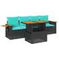 Preview: 5-tlg. Garten-Sofagarnitur mit Kissen Schwarz Poly Rattan