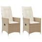 Preview: Gartensessel mit Kissen 2 Stk. Verstellbar Beige Poly Rattan