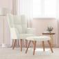 Preview: ARDEBO.de - Relaxsessel mit Hocker Cremeweiß Samt