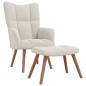 Preview: Relaxsessel mit Hocker Cremeweiß Samt