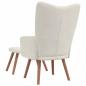 Preview: Relaxsessel mit Hocker Cremeweiß Samt