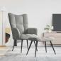 Preview: ARDEBO.de - Relaxsessel mit Hocker Hellgrau Samt