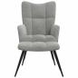 Preview: Relaxsessel mit Hocker Hellgrau Samt