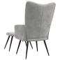 Preview: Relaxsessel mit Hocker Hellgrau Samt