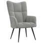 Preview: Relaxsessel mit Hocker Hellgrau Samt